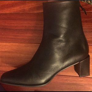 Stuart Weitzman Mid Calf Black Leather Ankle Boots